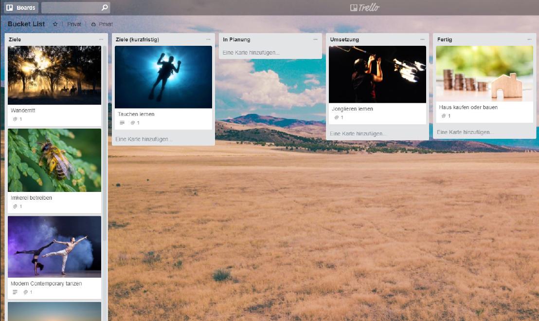 Bucket List mit Trello erstellen Bucket List mit Trello erstellen